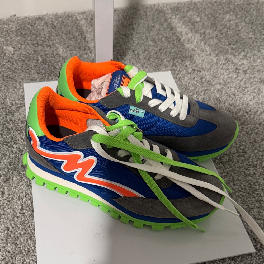 Marc Jacobs Blue Sneakers with Neon Green & Orange Accents - Picture 2 of 8